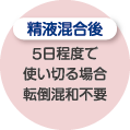 精液混合後：５日程度で使い切る場合、転倒混和不要